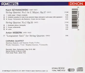 Carmina Quartet - Szymanowski: String Quartets Nos. 1 & 2 (1992)