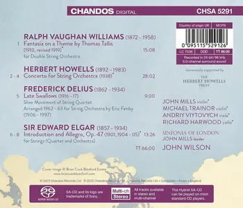 John Mills, Sinfonia of London - Music for Strings: Ralph Williams, Herbert Howells, Frederic Delius, Edward Elgar (2023)