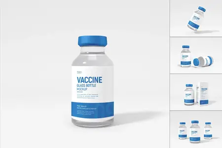 EE - Glass Vaccine Bottle Packaging Mockup Set ZCKETVR