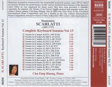 Domenico Scarlatti (1685-1757). Complete Piano Sonatas Vol 13. Chu-Fang Huang, Piano