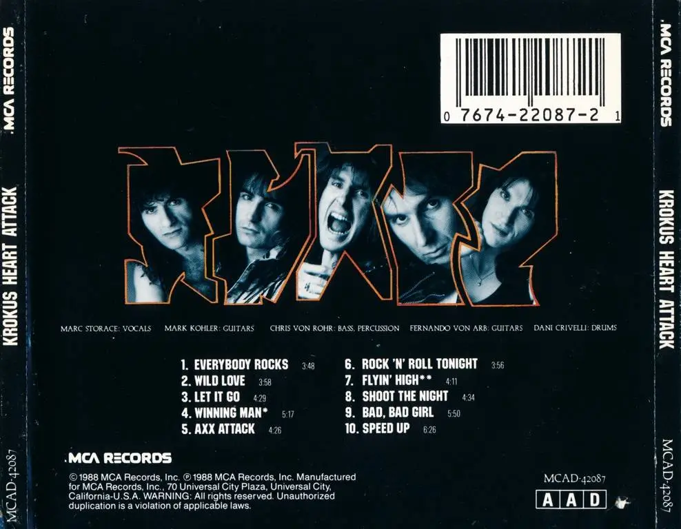 Альбом памяти крокус слушать. Krokus 1988. Krokus Heart Attack 1988. Krokus группа 1984. Krokus группа 1986.