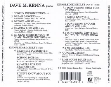 Dave McKenna - Live At Maybeck (1990) {Concord Jazz CCD-4410}