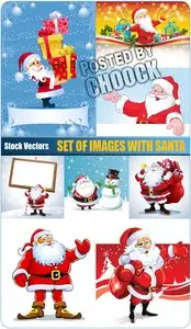 Set of images with Santa - Stock Vector