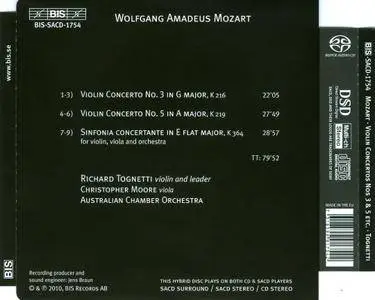 Richard Tognetti, Christopher Moore - Mozart: Violin Concertos Nos. 3 & 5, Sinfonia Concertante (2010)