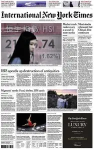 International New York Times - Wednesday, 26 August 2015