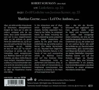 Matthias Goerne, Leif Ove Andsnes - Robert Schumann: Liederkreis Op. 24 & Kernerlieder, Op. 35 (2019)