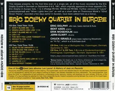 Eric Dolphy - Eric Dolphy Quartet In Europe. The Complete 1961 Copenhagen Concerts (2012) [2CD] {EJC}