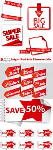 Vectors - Bright Red Sale Elements Mix