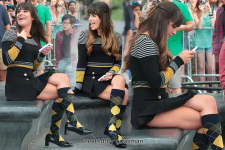 Lea Michele - Filming in Washington Square park August 11, 2012
