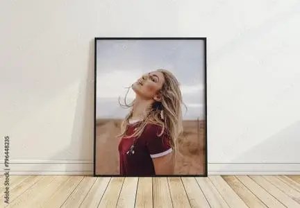 Empty Frame Mockup Against The White Wall With Generative ai 796448235