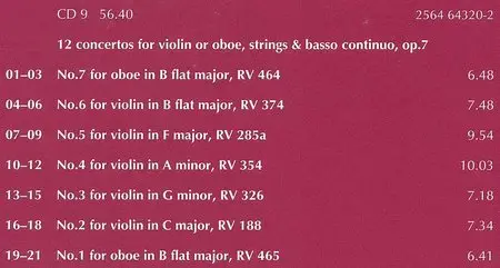A.Vivaldi - Concertos and Sonatas, opp.1-12, I Solisti Veneti - Claudio Scimone CD9 of 18CDs