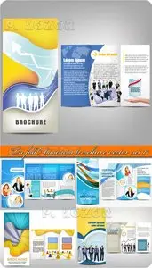 Tri fold business brochure vector set 17
