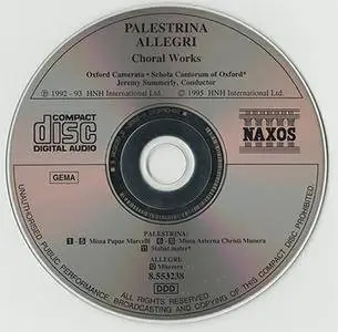 Oxford Camerata - Choral Works by Palestrina & Allegri (1995, Naxos # 8.553238)