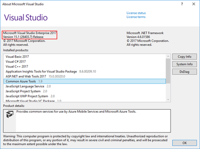 Microsoft Visual Studio 2017 version 15.1.26403.07
