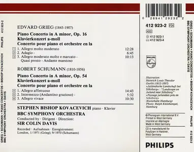 Stephen Bishop-Kovacevich, Colin Davis, BBC Symphony Orchestra - Grieg, Schumann: Piano Concertos (1990)