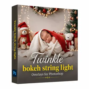 Twinkle bokeh string light overlays for Photoshop