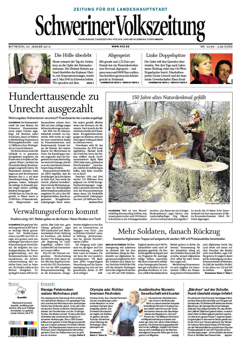 Schweriner Volkszeitung 27.01.2010 (Ausgabe Stadt Schwerin)
