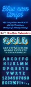 Vectors - Blue Neon Alphabets 36