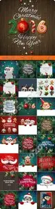 2016 Merry Christmas and Happy New Year creative vector background 