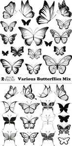 Vectors - Various Butterflies Mix