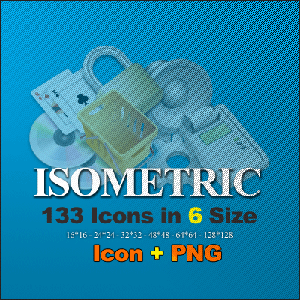 133 Isometric Icons (PNG + ICON)