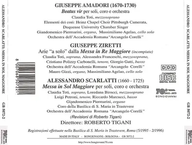 Roberto Tigani, Orchestra dell' Accademia Romana 'Arcangelo Corelli' - Alessandro Scarlatti: Messa in sol maggiore (2000)