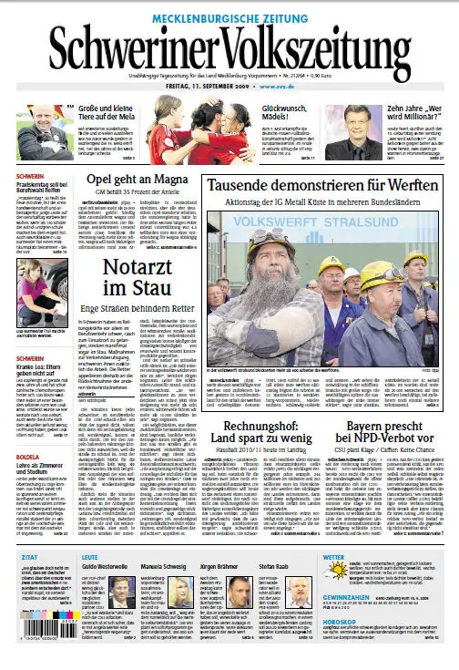 Schweriner Volkszeitung 11.09.2009