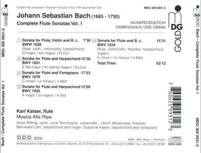 Karl Kaiser, Musica Alta Ripa - J.S. Bach: Complete Flute Sonatas (1999)