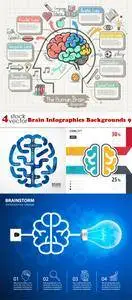 Vectors - Brain Infographics Backgrounds 9