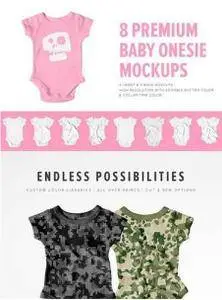 CreativeMarket - 8 Premium Baby Shirt Onesie Mockups