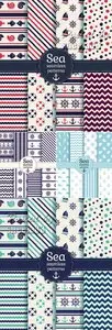 Sea Seamless Patterns Vector 2