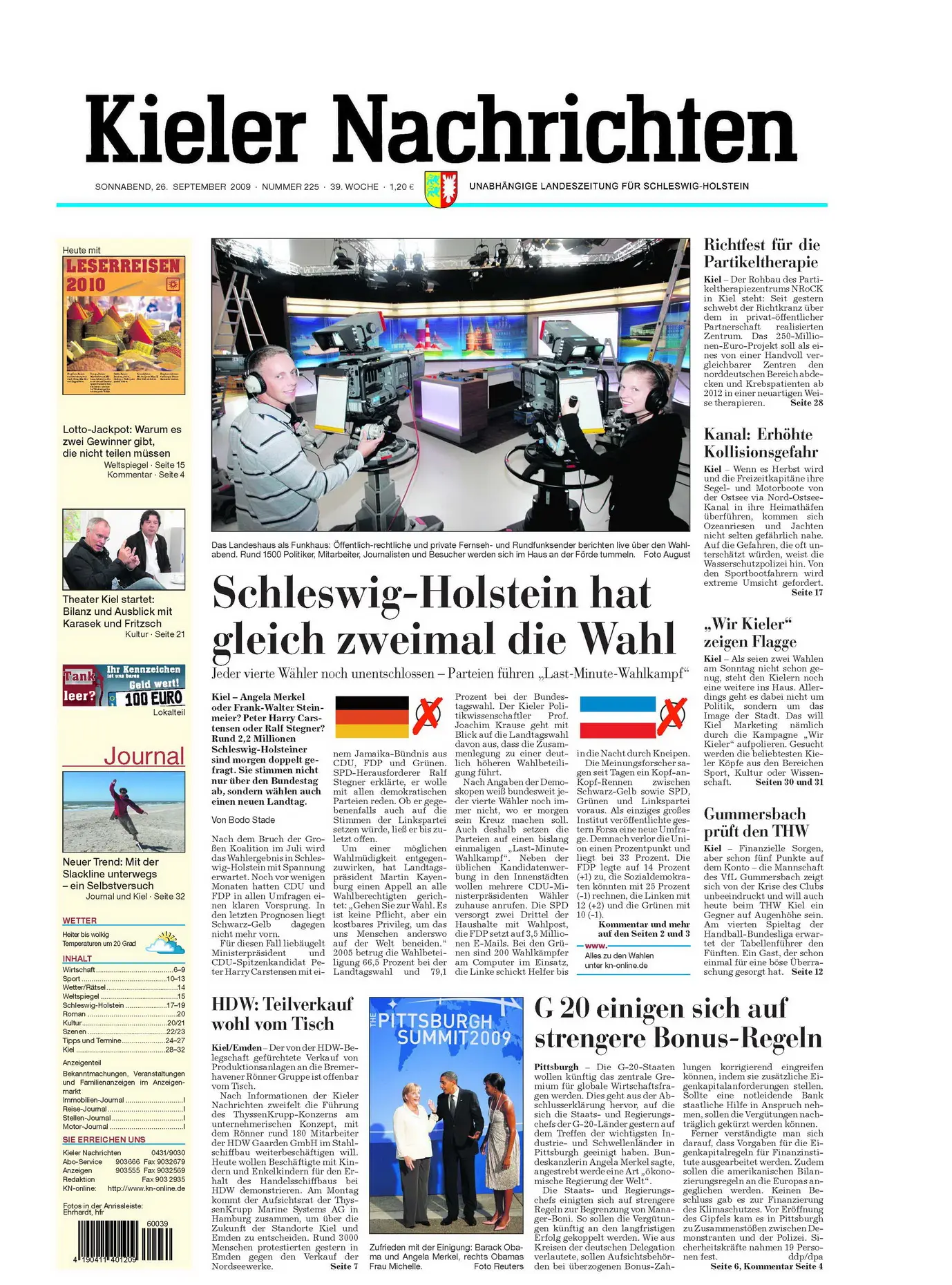 Kieler Nachrichten vom 26. September 2009