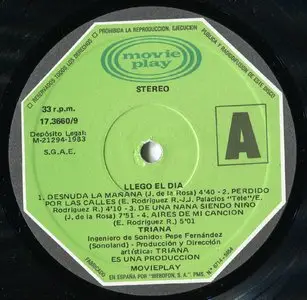 Triana  ‎– ...Llegó el día  (Original SP} vinyl rip 24/96