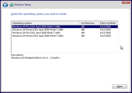 Microsoft Windows 10 Multiple Editions 1511 - April 2016