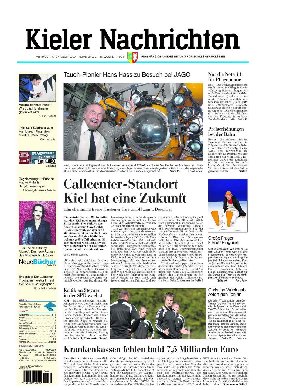 Kieler Nachrichten vom 7. Oktober 2009