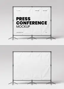 Realistic Press Conference Banner Mockup 1705370244