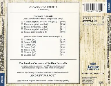 Andrew Parrott, The London Cornett and Sackbut Ensemble - Giovanni Gabrieli: Canzoni & Sonate (1990)