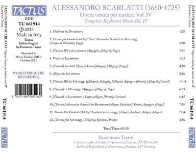 Francesco Tasini - Alessandro Scarlatti: Opera omnia per tastiera Vol. IV (2013)