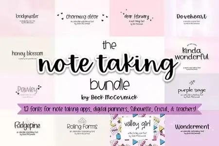 The Note Taking Font Bundle - 12 Premium Fonts