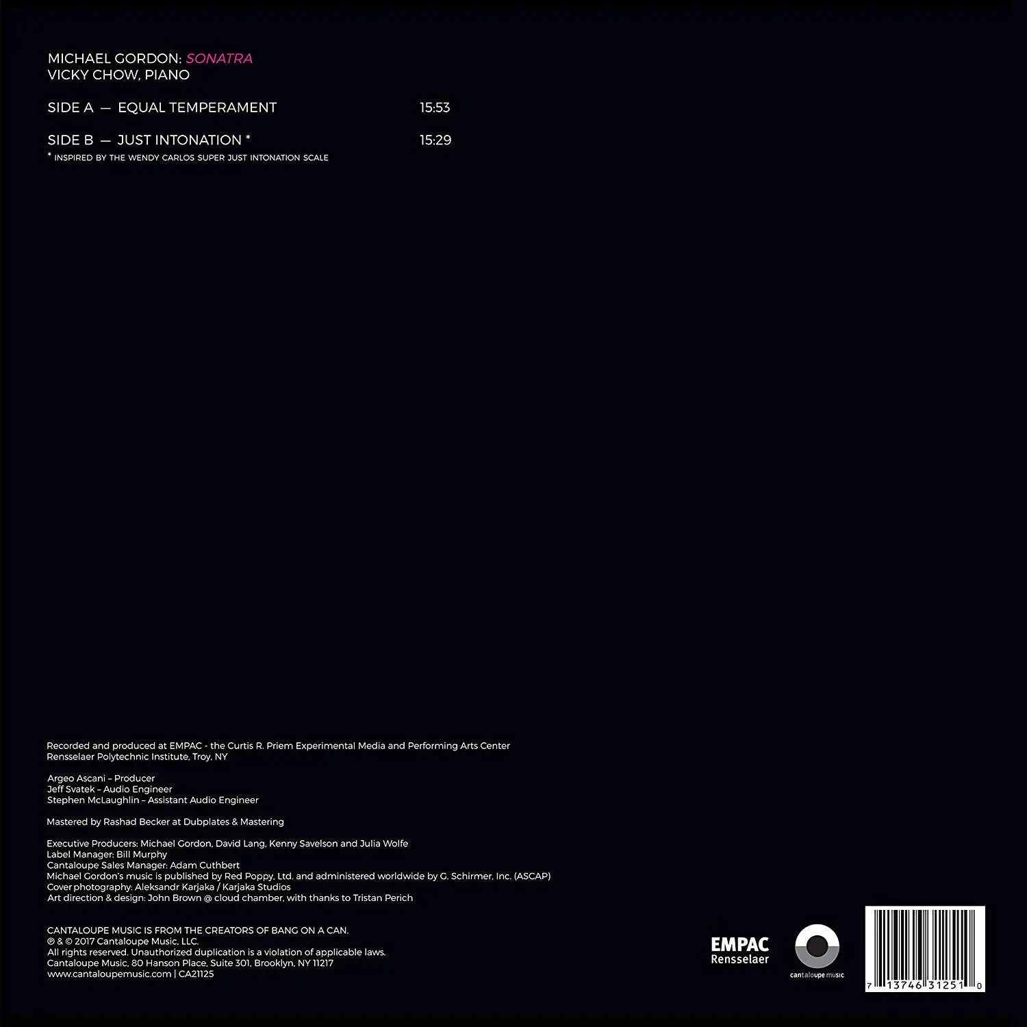 Vicky Chow - Michael Gordon: Sonatra (2018)