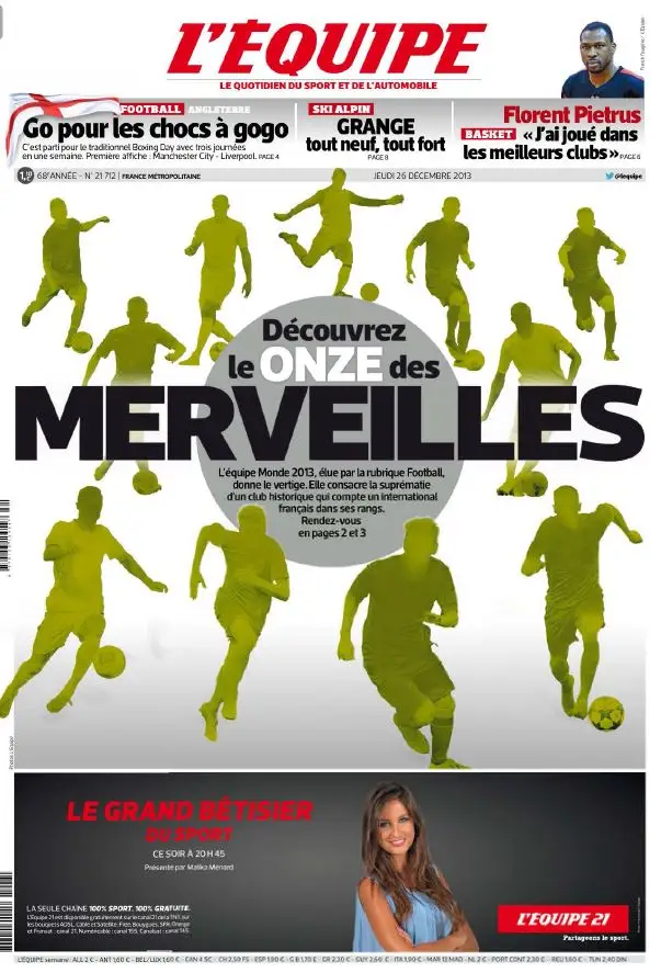 L'Equipe du Jeudi 26 Décembre 2013
