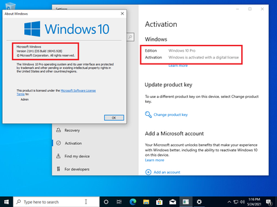 Windows 10 Pro 21H1 10.0.19043.928 (x86/x64)  Multilingual Preactivated May 2021