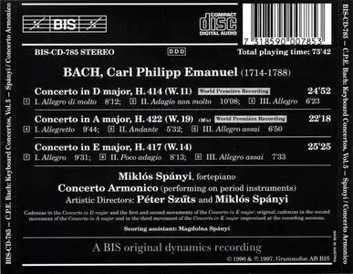 Miklós Spányi, Concerto Armonico - Carl Philipp Emanuel Bach: The Complete Keyboard Concertos, Vol. 5 (1997)
