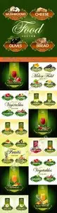 Labels food fruit vegetables advertising collection vector 