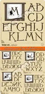 English and Russian alphabet vector