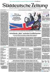 Süddeutsche Zeitung vom Samstag, 20. September 2014