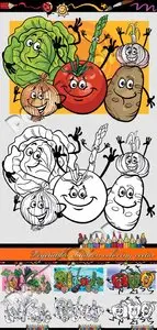 Vegetables children coloring vector