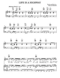 Life Is A Highway (from Cars) - Cars Movie, Rascal Flatts, Tom Cochrane (Piano-Vocal-Guitar)