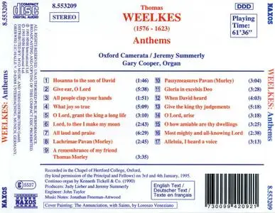 Jeremy Summerly, Oxford Camerata - Thomas Weelkes: Anthems (1995)