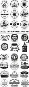 Vectors - Black Coffee Labels Set